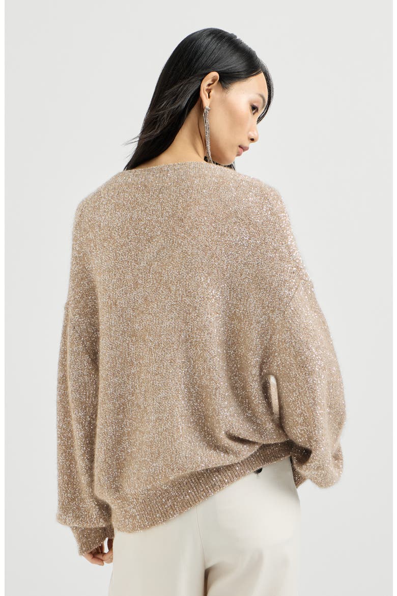 Mohair and wool dazzling texture sweater, Alternate, color, Light Brown