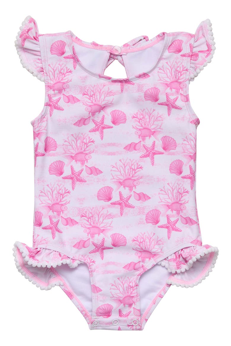 Pink Lagoon Ruffle One-Piece Swimsuit, Main, color, PINK