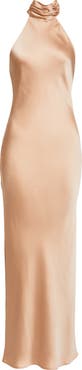 Ramy Brook Tatiana Halter Neck Satin Gown
