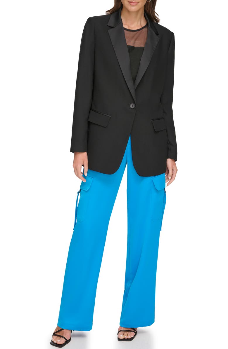 DKNY Satin Lapel Jacket, Main, color, 