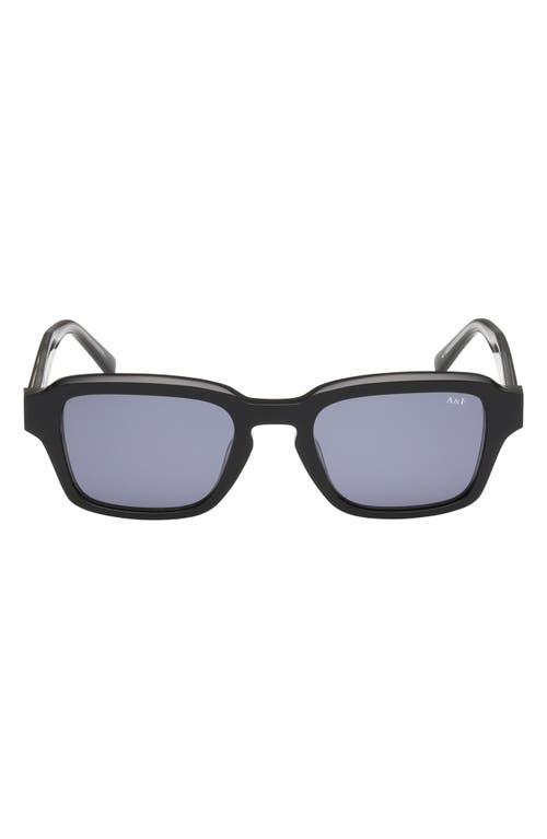 ABERCROMBIE & FITCH 51mm Round Sunglasses in Shiny Black /Smoke Lens 