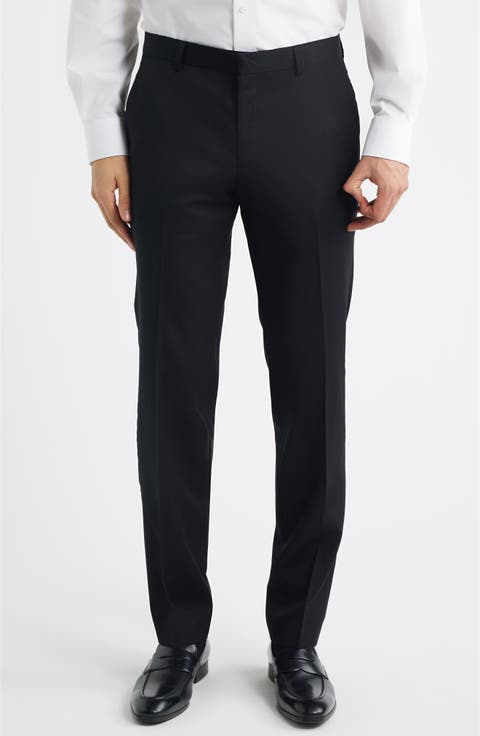 Genius Slim Fit Flat Front Virgin Wool Dress Pants