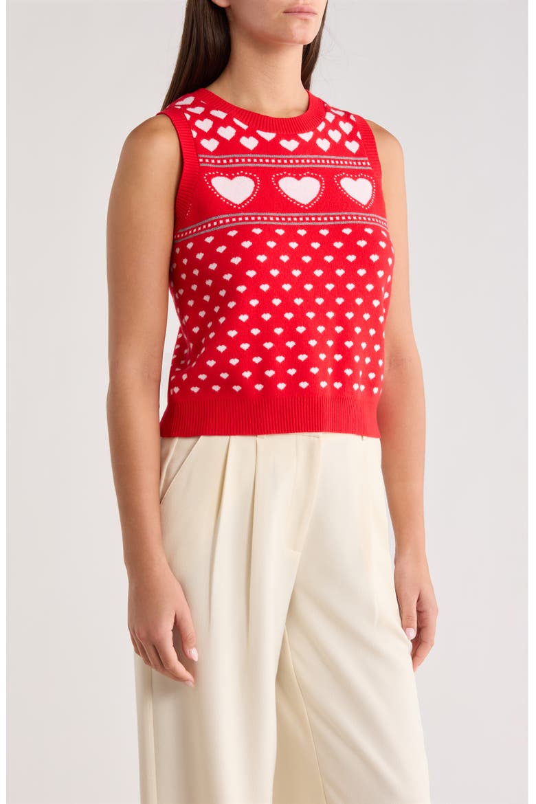 Parisa Heart Sweater Vest, Alternate, color, RED-WHITE