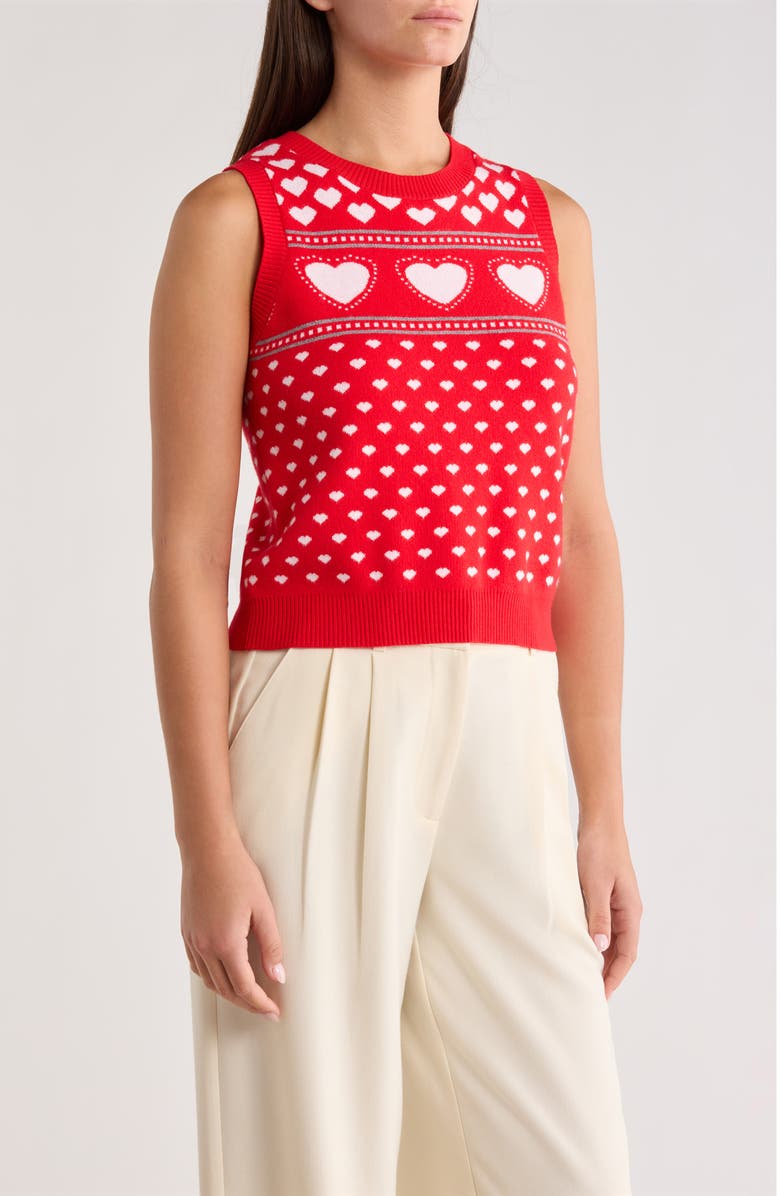 SUGARLIPS Parisa Heart Sweater Vest, Alternate, color, Red-White