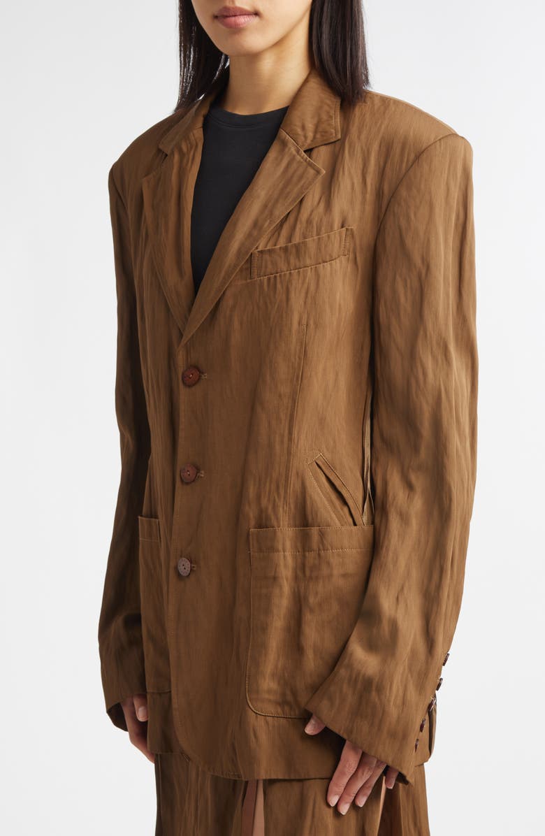 Eckhaus Latta Shadow Nylon Twill Blazer, Alternate, color, Bronze