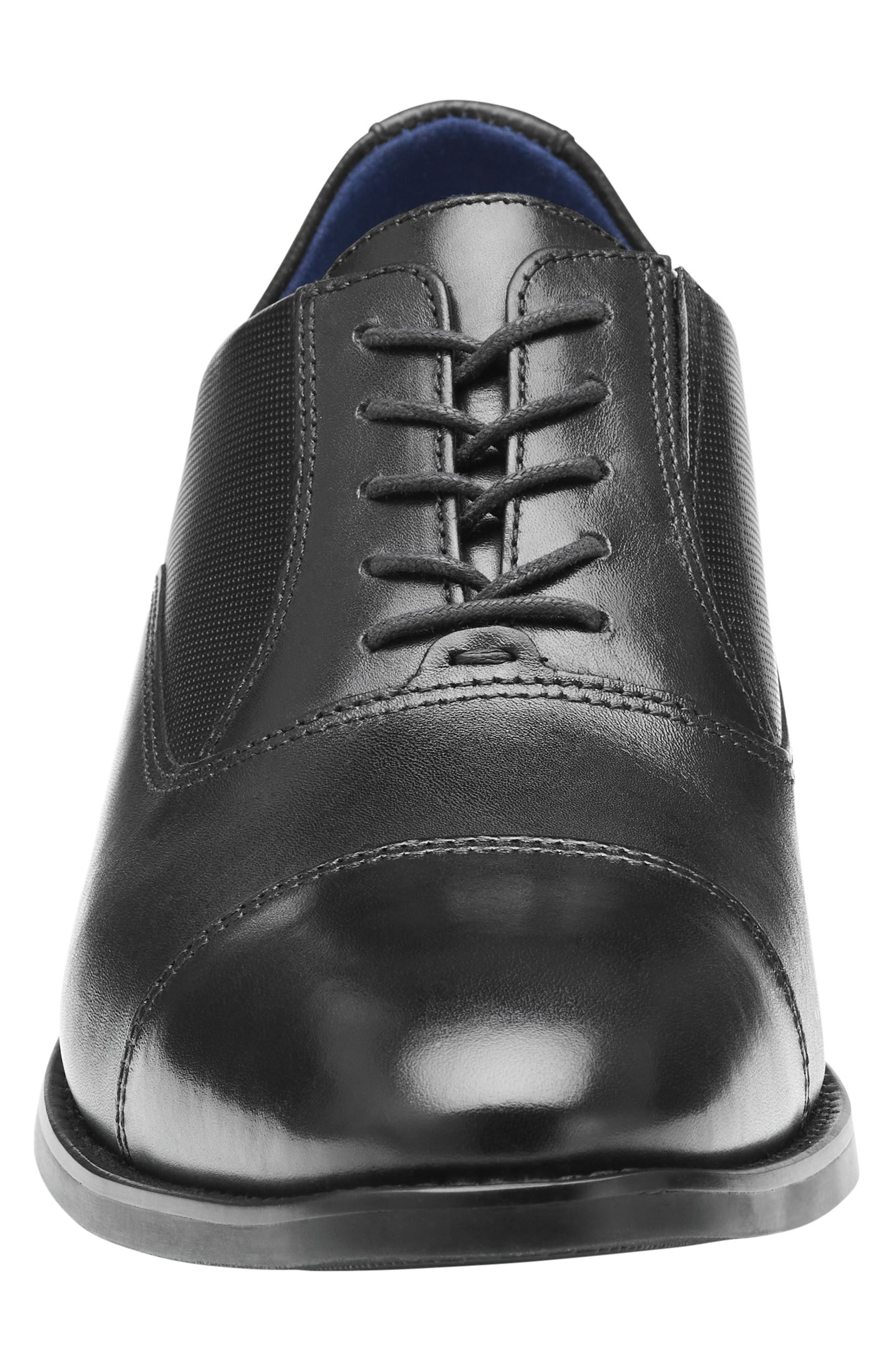Johnston & Murphy Landry Cap Toe Oxford, Alternate, color, Black Full Grain