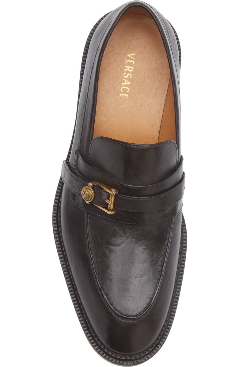 Versace First Line Primo Medusa Buckle Loafer, Alternate, color, Ebano-Gold