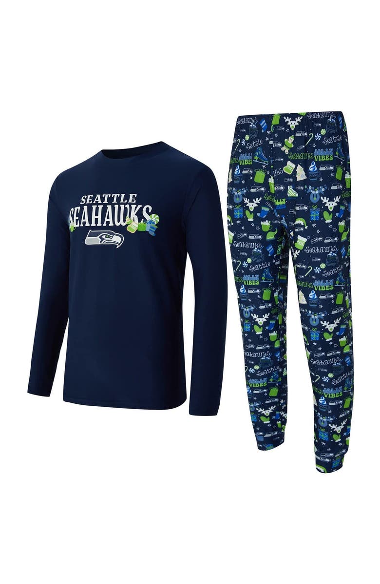 CONCEPTS SPORT Men's Concepts Sport Navy Seattle Seahawks Chestnut Long Sleeve Top & Pants Set, Main, color, Navy