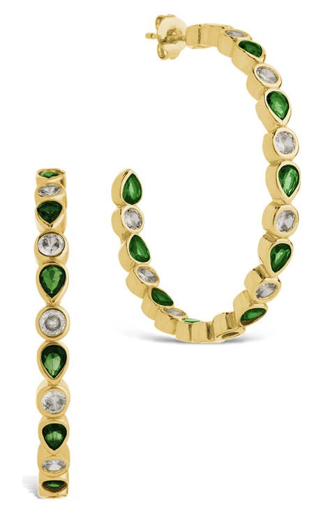Bezel Mixed Cubic Zirconia Inside Out Hoop Earrings