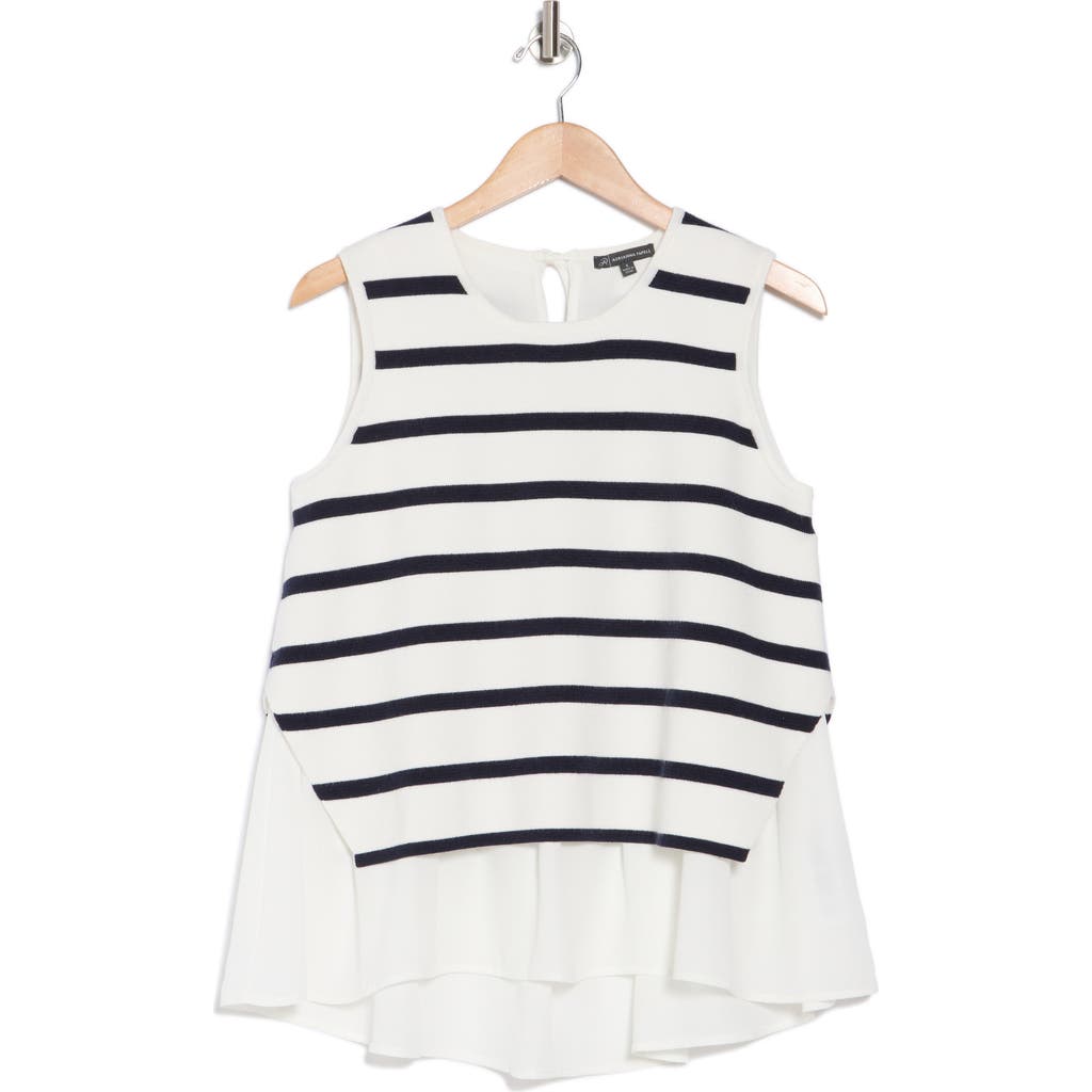 ADRIANNA PAPELL ADRIANNA PAPELL STRIPE SLEEVELESS TWOFER SWEATER VEST