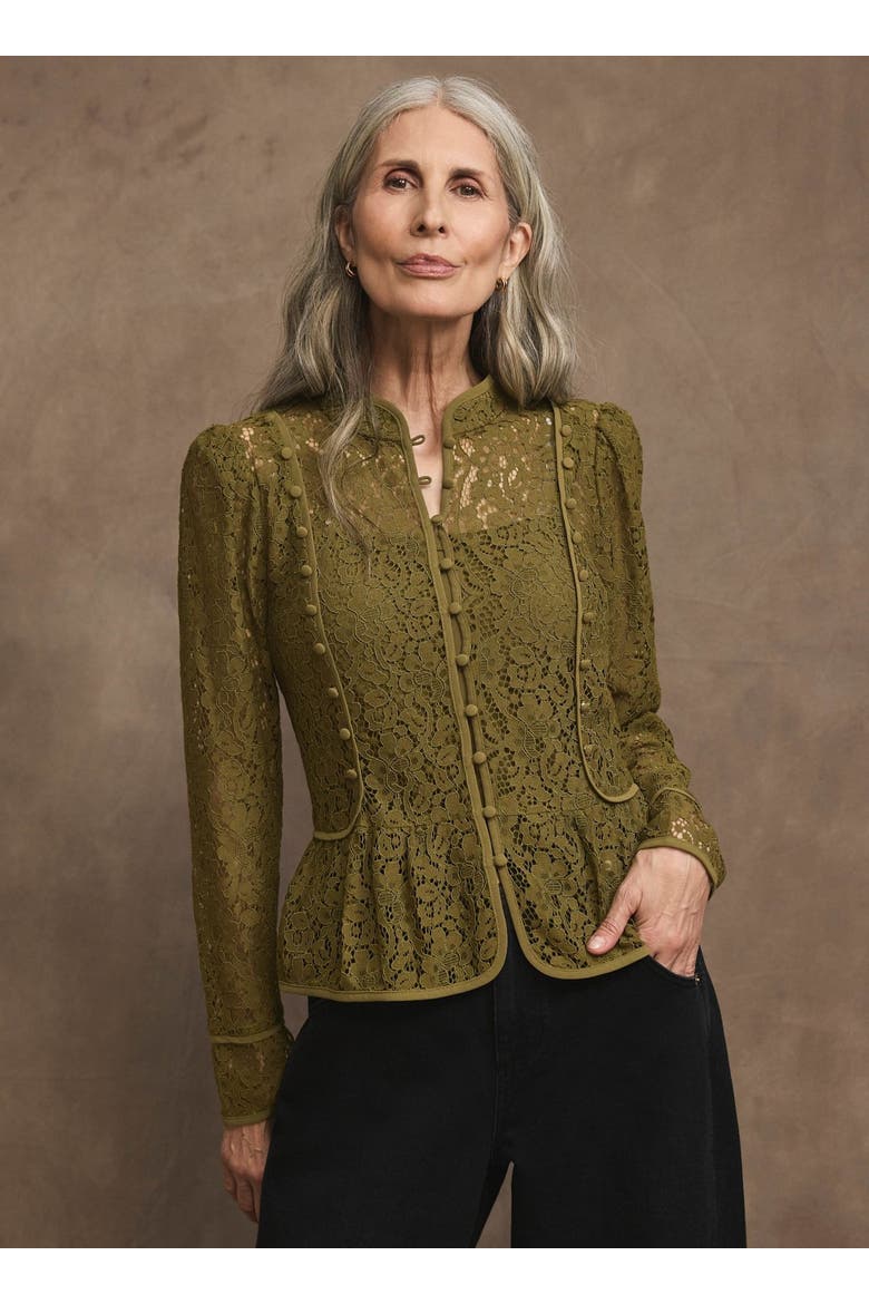 Lace Military Blouse, Alternate, color, Green
