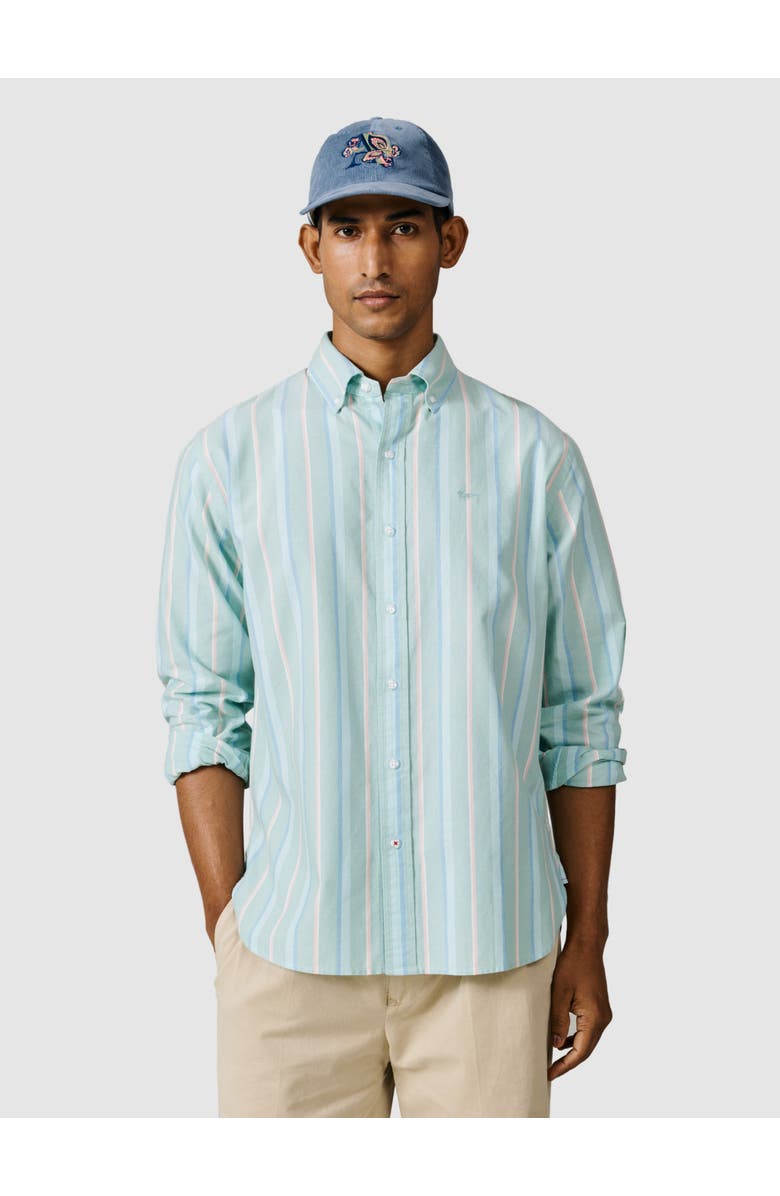 Aubin Walesby Lightweight Relaxed Oxford Shirt, Main, color, Green Stripe