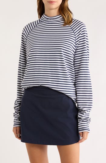 Stripe Raglan Sleeve Cotton Top