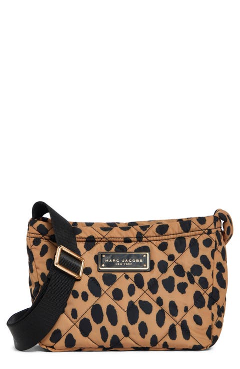 Cheetah Print Quilted Nylon Crossbody Bag