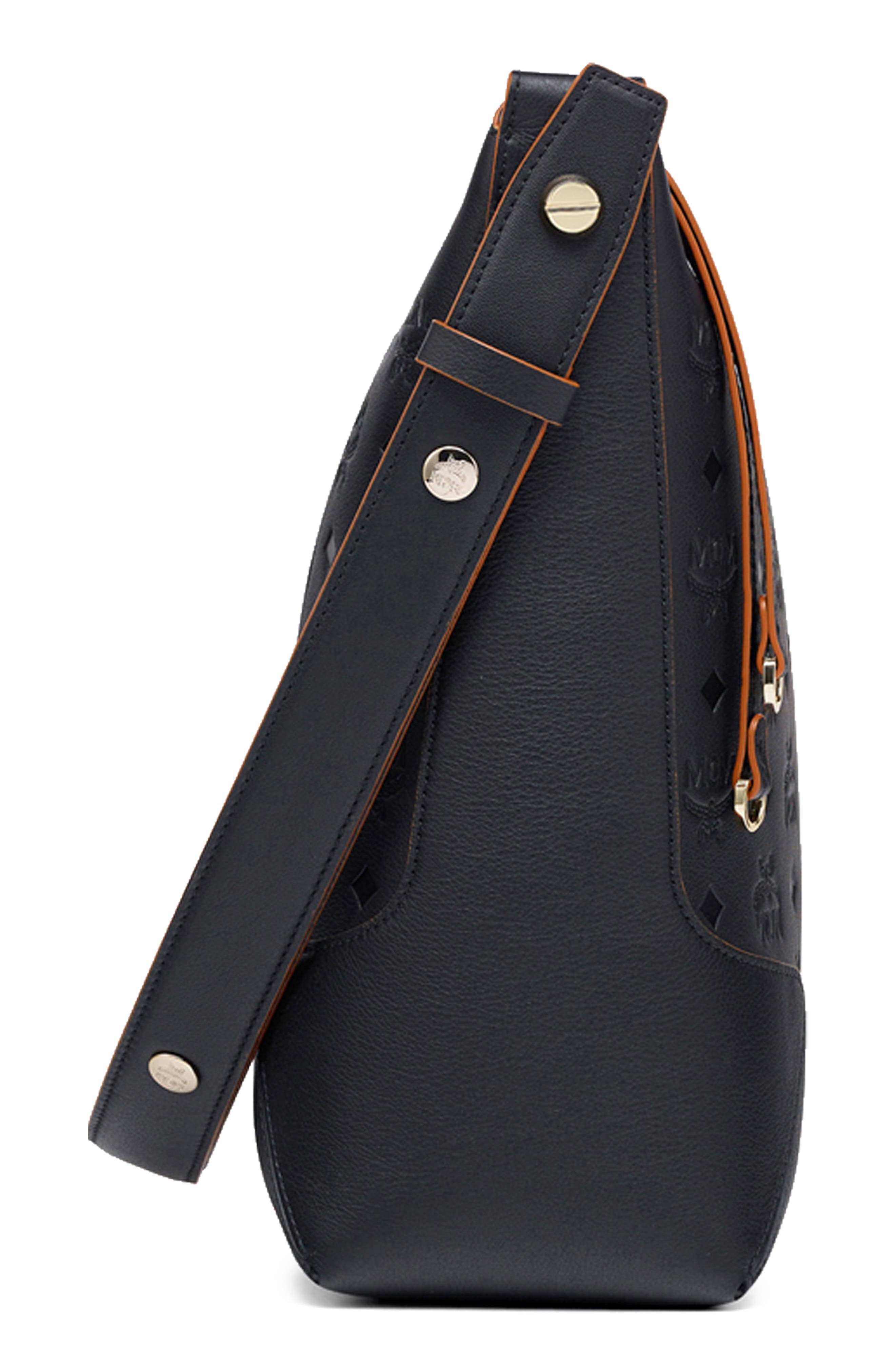Medium Klara Leather Hobo Bag, Alternate, color, BLACK