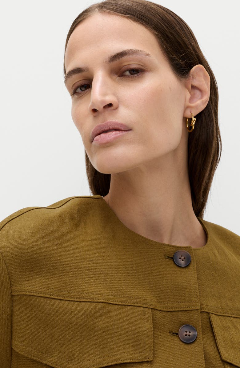 M&S Collarless Jacket, Alternate, color, Mossy Brown