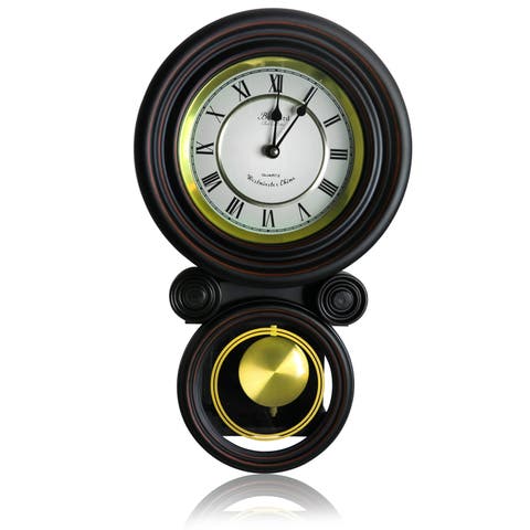 16.5in Contemporary Round Wall Clock with Pendulum