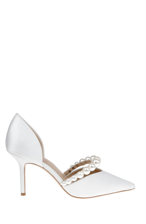 Emma - D'Orsay Pointed Toe High Heels with Pearl Strap