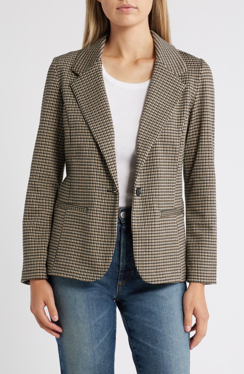 Liverpool Los Angeles Check Fitted Knit Blazer, Main, color, 