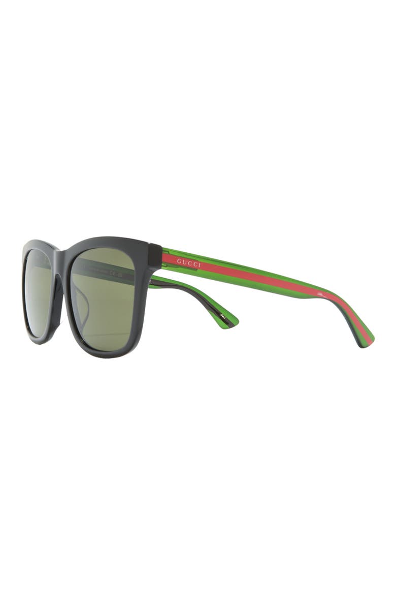 56mm Square Sunglasses, Alternate, color, BLACK GREEN GREEN