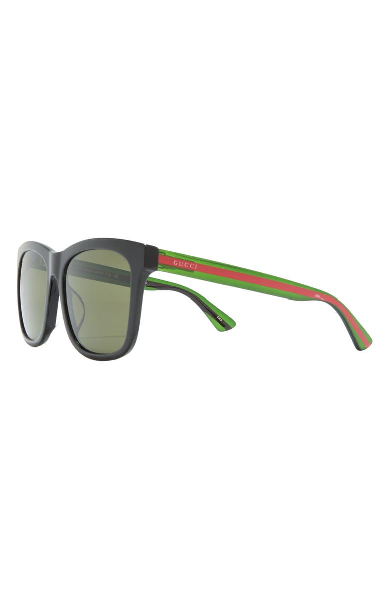 Gucci 56mm Square Sunglasses, Alternate, color, Black Green Green