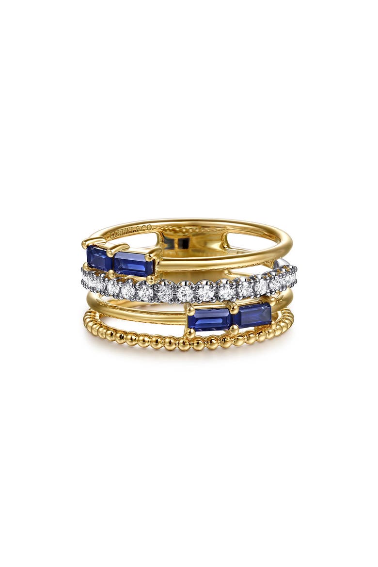 Wide Band Diamond & Sapphire Ring, Alternate, color, TWO TONE