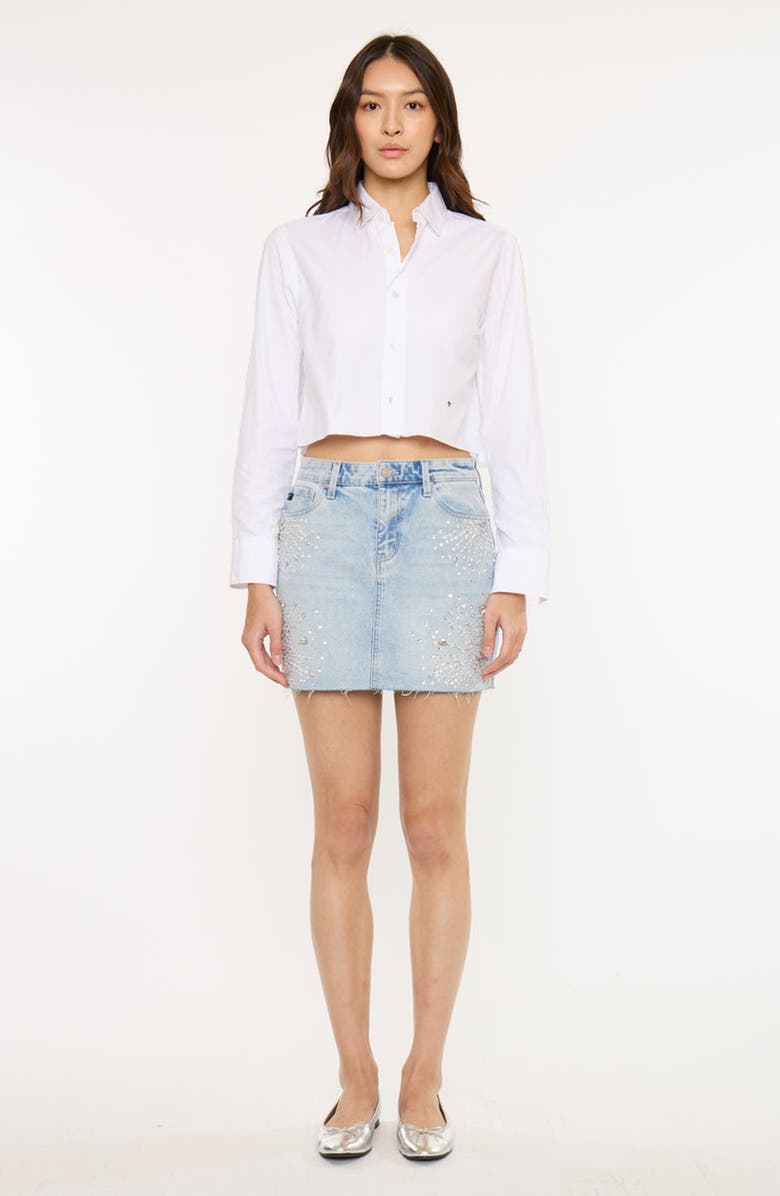 KanCan Izra Mid Rise Skirt, Alternate, color, Light Wash