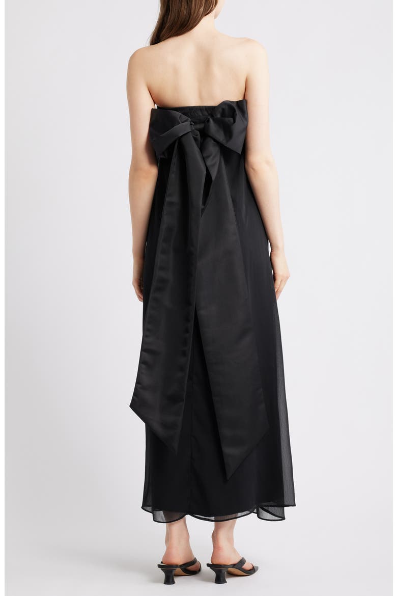 Amici Strapless Bow Back Maxi Dress, Alternate, color, BLACK