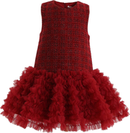 Tulleen Tweed & Tulle Ruffle Dress
