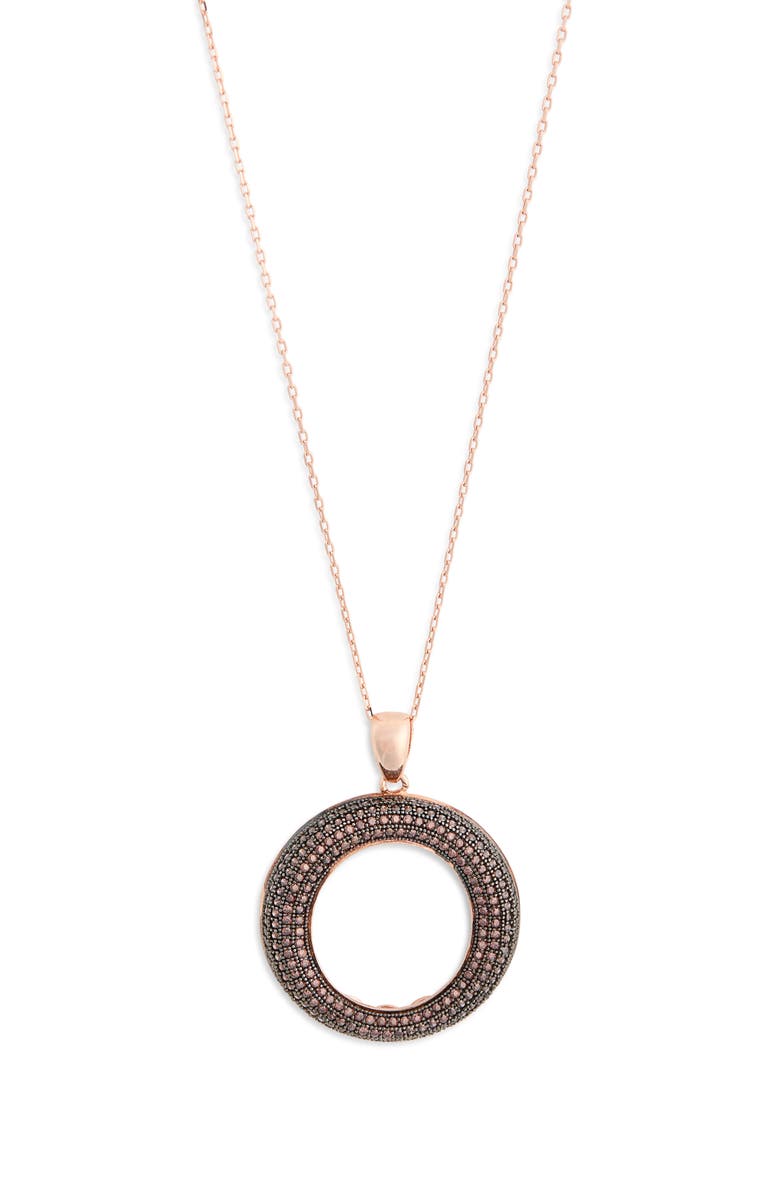 SUZY LEVIAN Brown Cubic Zirconia Pendant Necklace, Main, color, Brown