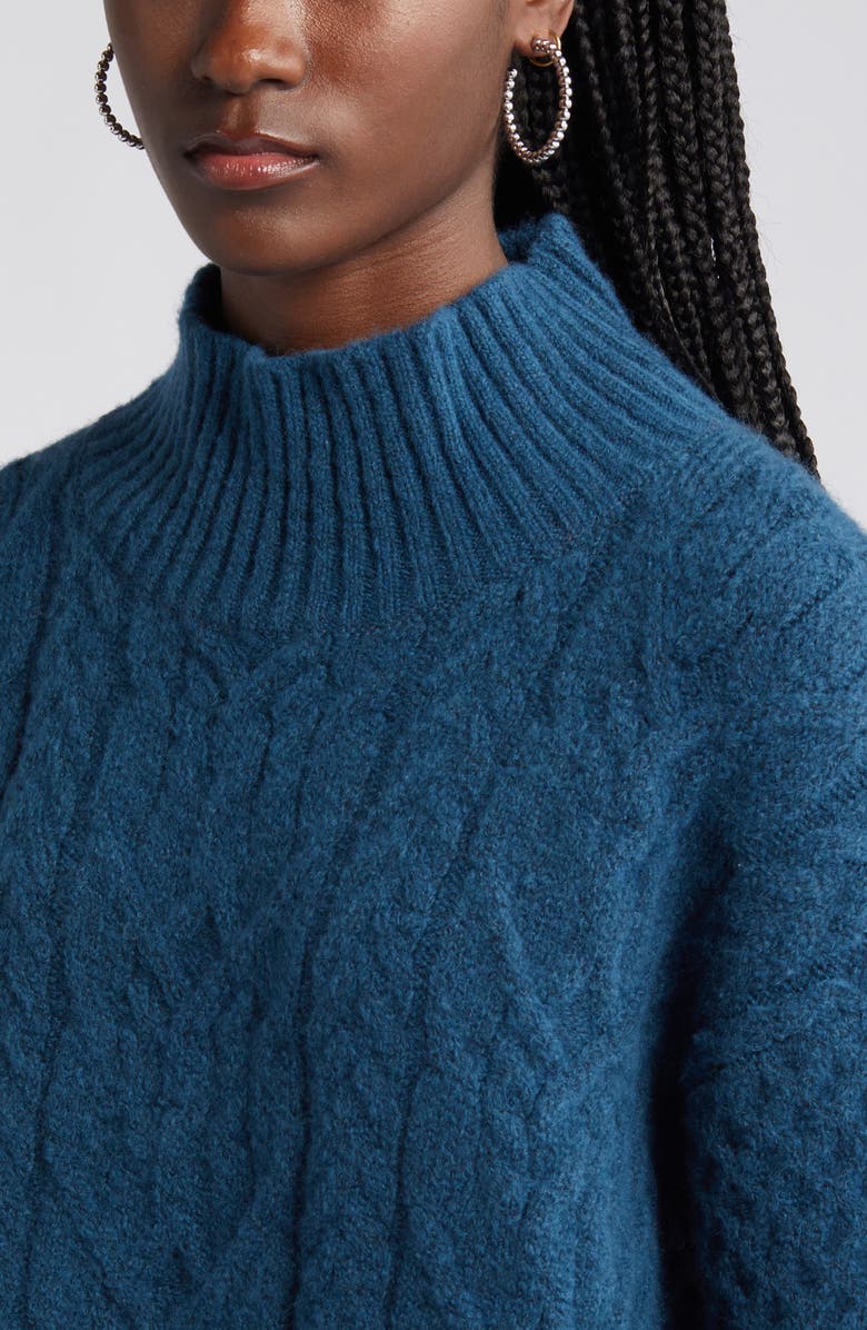 Nordstrom Mock Neck Cable Knit Sweater, Alternate, color, 