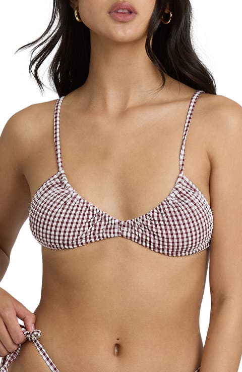 Teagan Wave Check Bralette Bikini Top