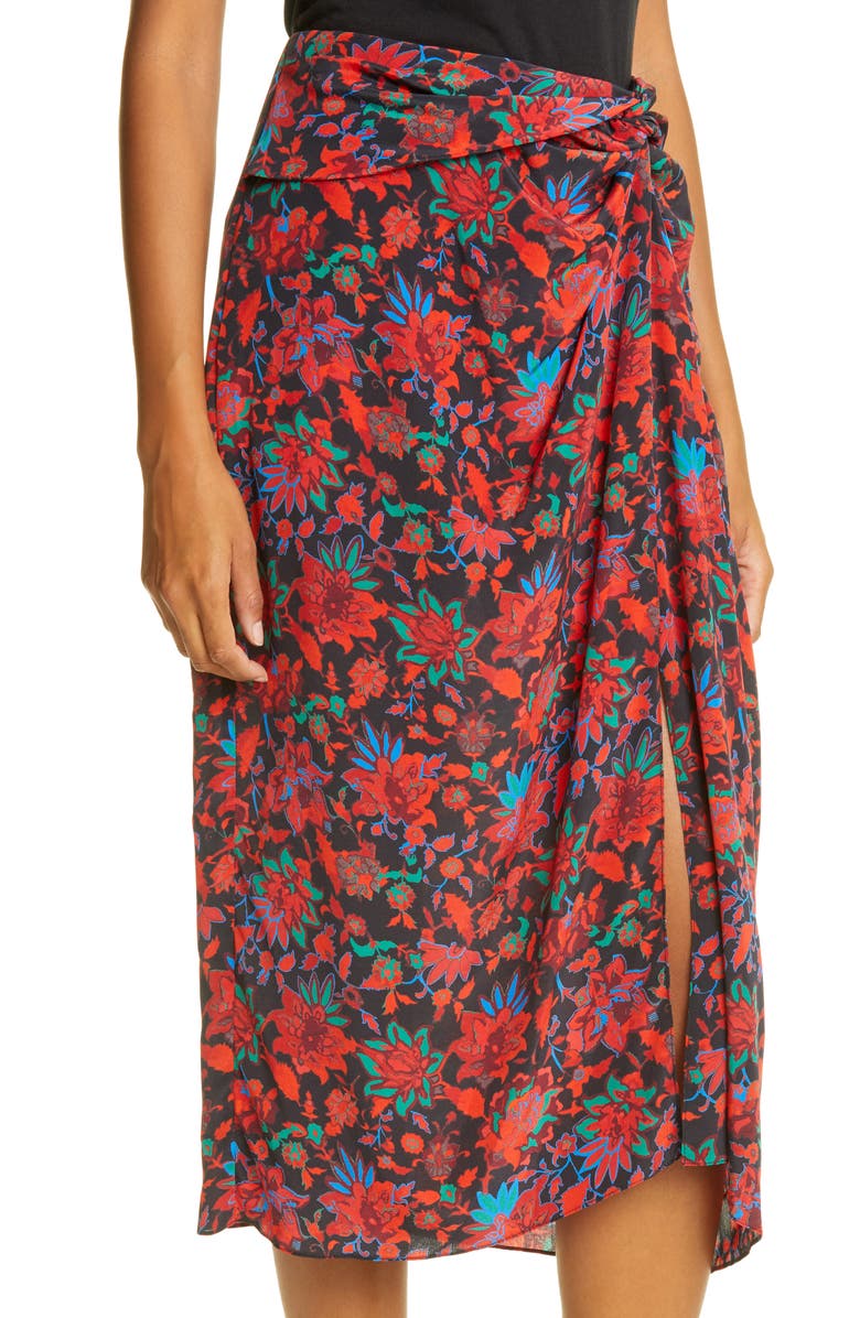 rag & bone Amber Silk Midi Skirt, Alternate, color,