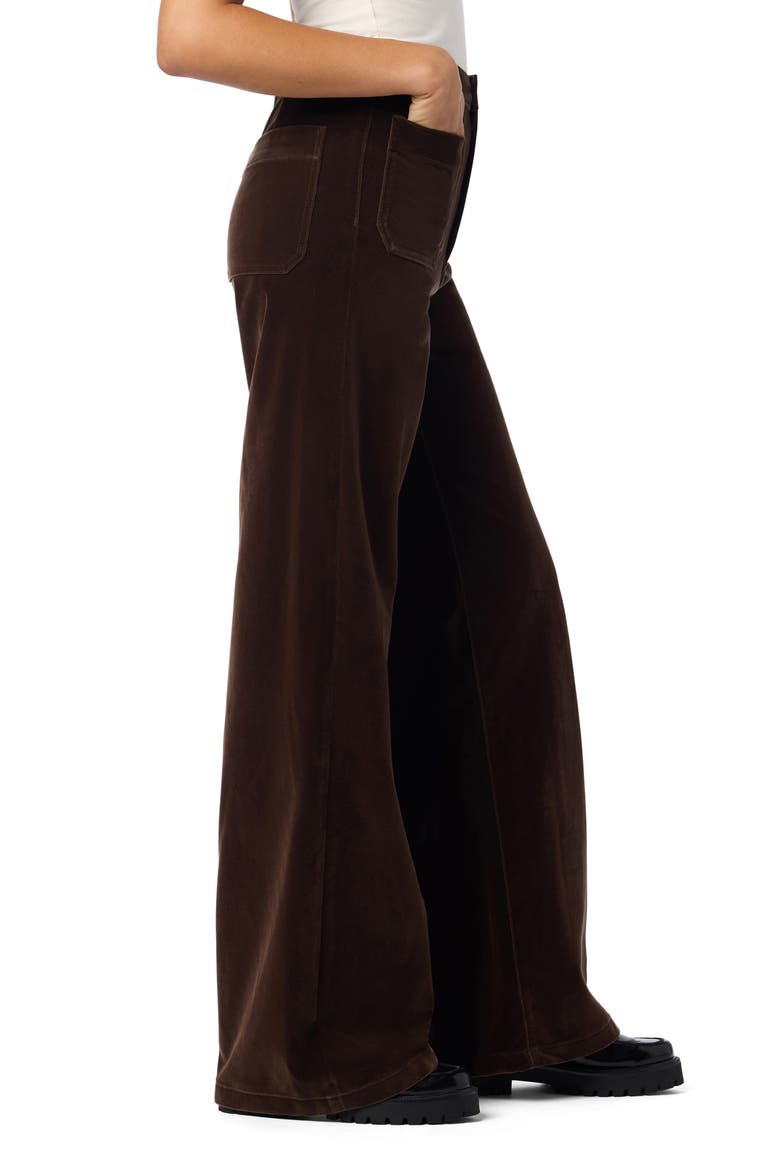 High Waist Patch Pocket Wide Leg Velveteen Pants, Alternate, color, DARK CHOCOLATE