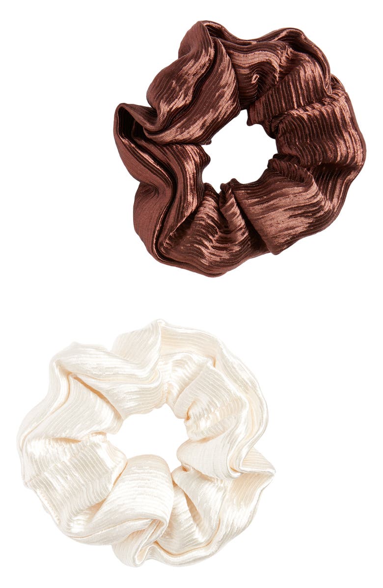 BP. 2-Pack Satin Scrunchies, Alternate, color, Ivory- Brown