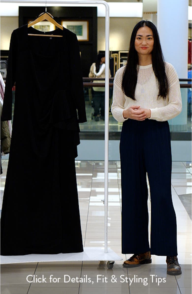 Side Ruffle Long Sleeve Scuba Knit Gown, sales video thumbnail