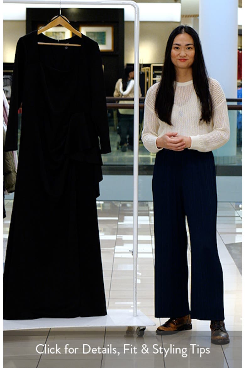Side Ruffle Long Sleeve Scuba Knit Gown video