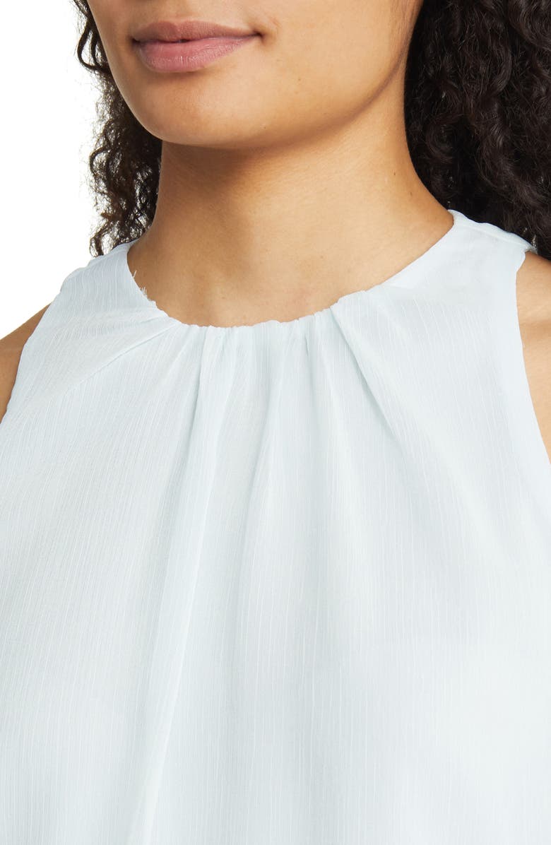 Vince Camuto Shirred Neck Sleeveless Chiffon Blouse, Alternate, color, Sea Breeze