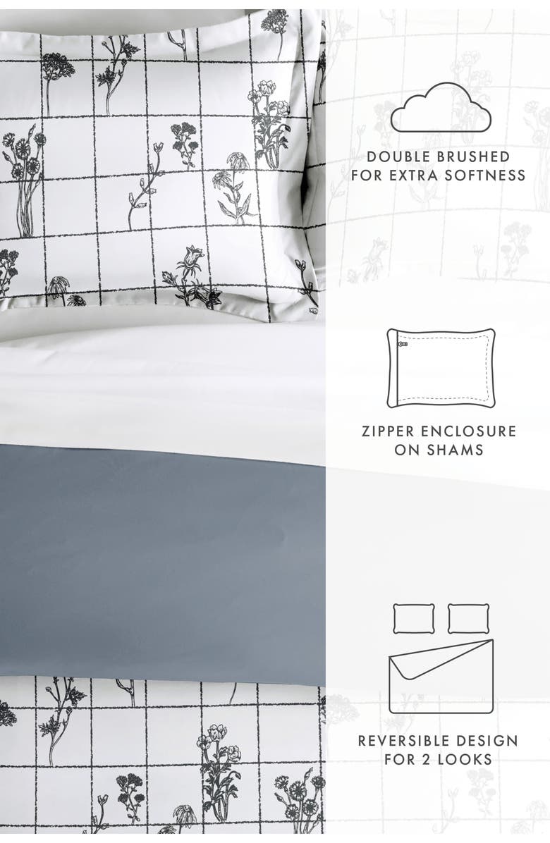 HOMESPUN HOME SPUN Premium Ultra Soft Flower Field Pattern 3-Piece Reversible Duvet, Alternate, color, Gray