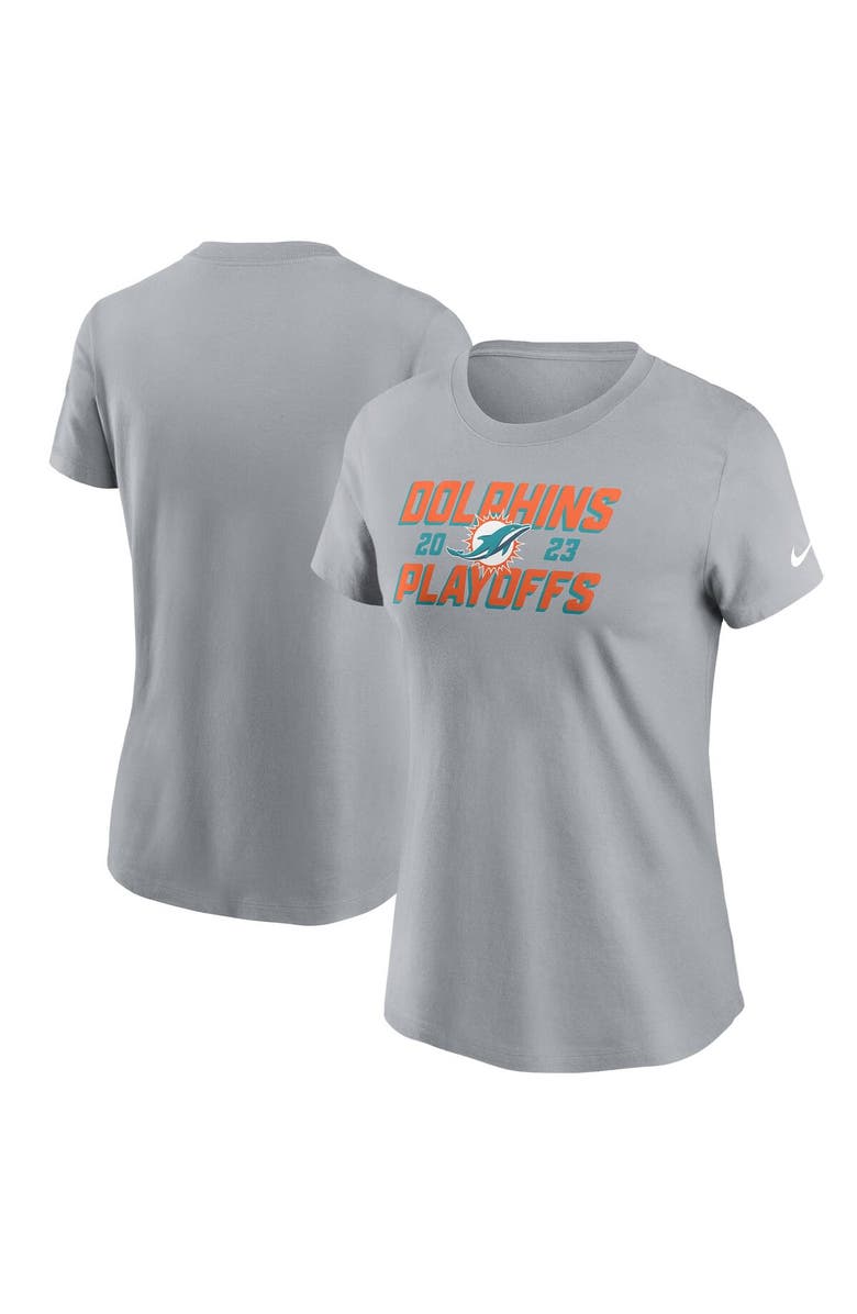 Nike Women's Nike Gray Miami Dolphins 2023 NFL Playoffs Iconic T-Shirt, Main, color, 