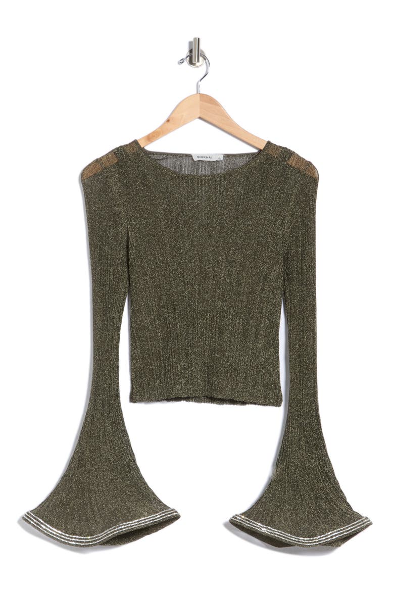 Maebry Long Sleeve Crewneck Top, Main, color, GUNMETAL SILVER