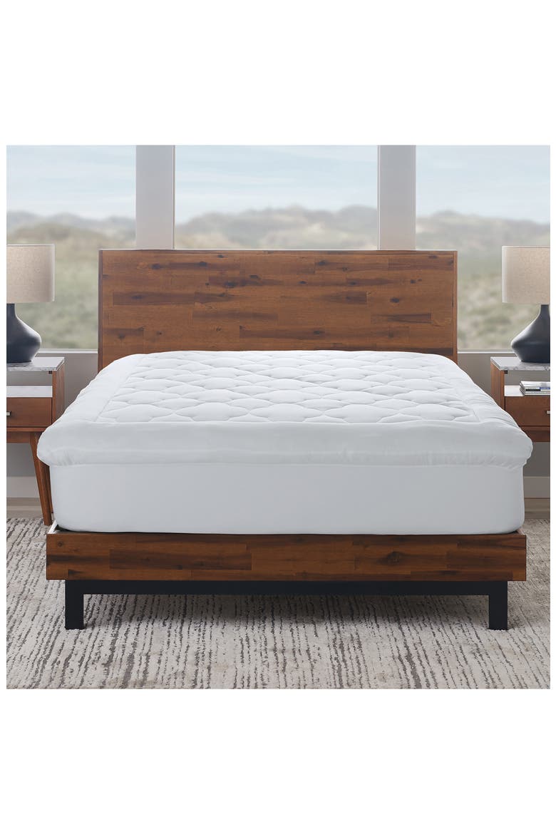 2" Loft 100% Cotton Plush Gel Fiber Filled Queen Mattress Topper - 60"x80", Alternate, color, WHITE
