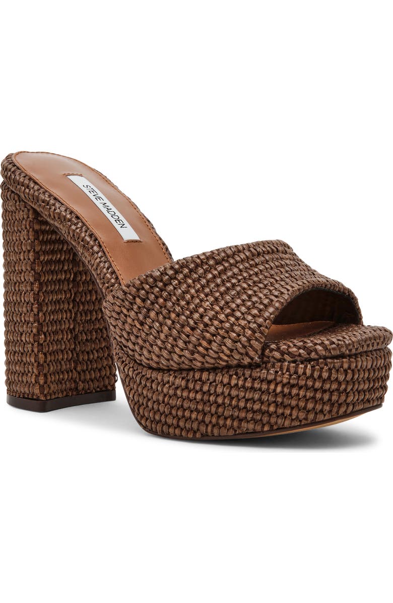 Steve Madden Joel Platform Sandal, Main, color, Brown Raffia