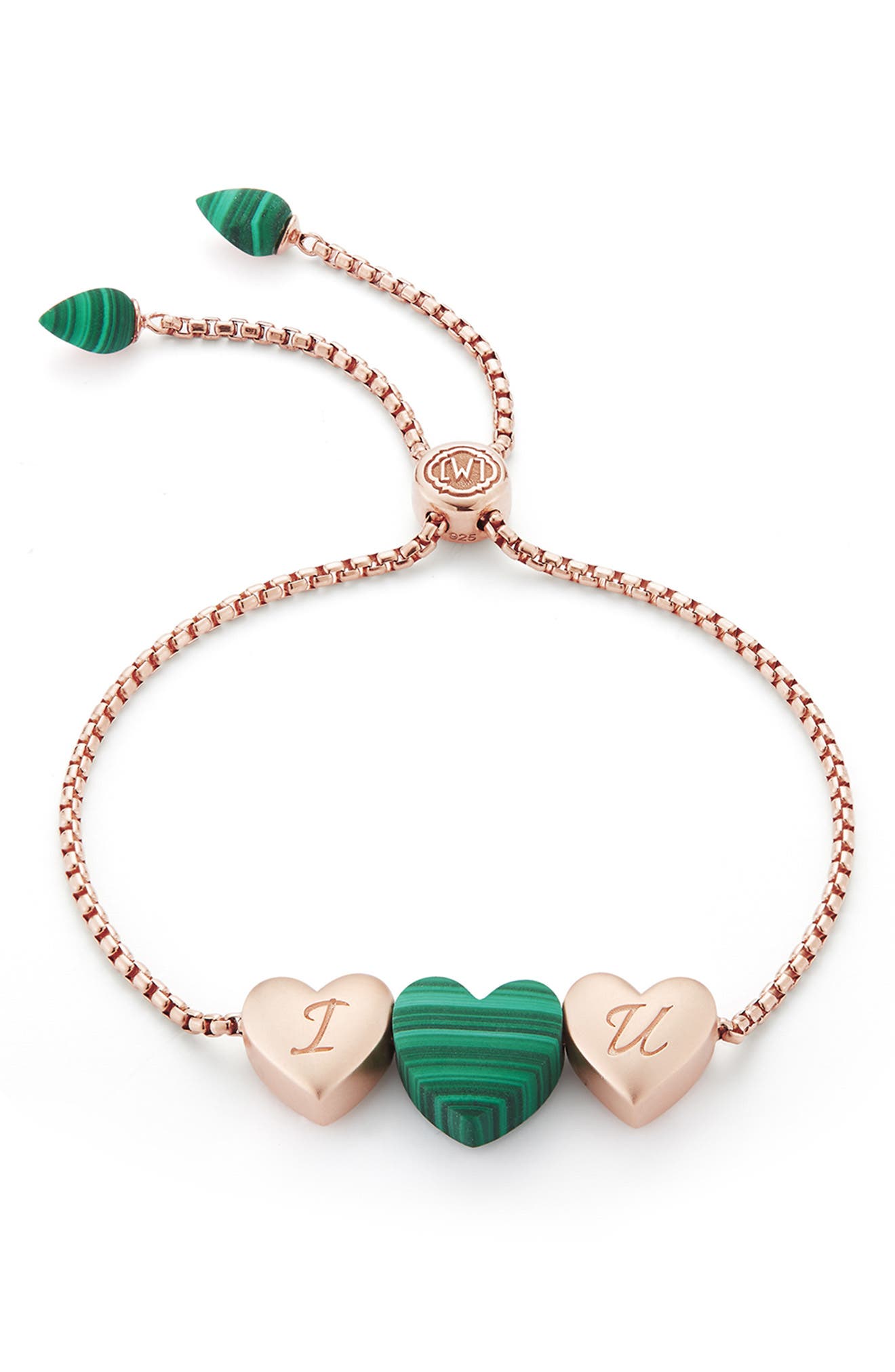 LuvMyJewelry Luv Me Heart Malachite Slide Bracelet