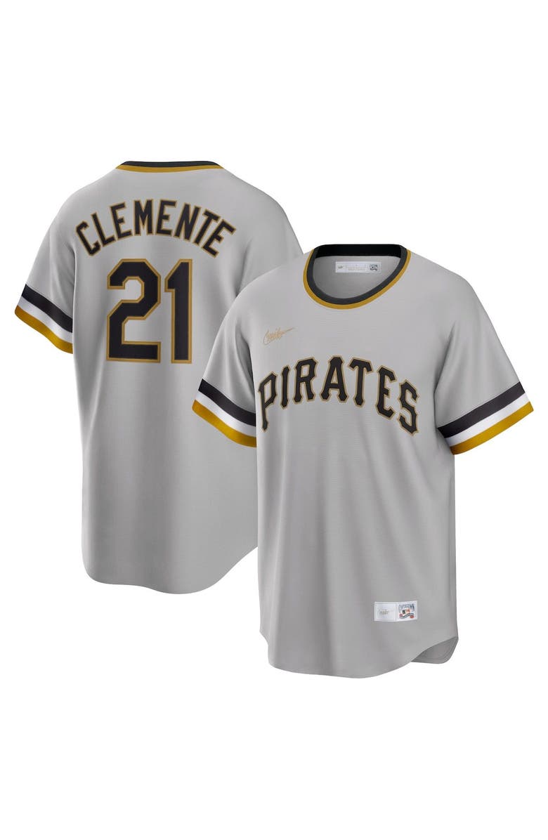 Nike Men's Nike Roberto Clemente Gray Pittsburgh Pirates Road Cooperstown Collection Player Jersey, Main, color, Gray