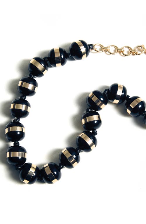 Mango Banded Bead Necklace In Black