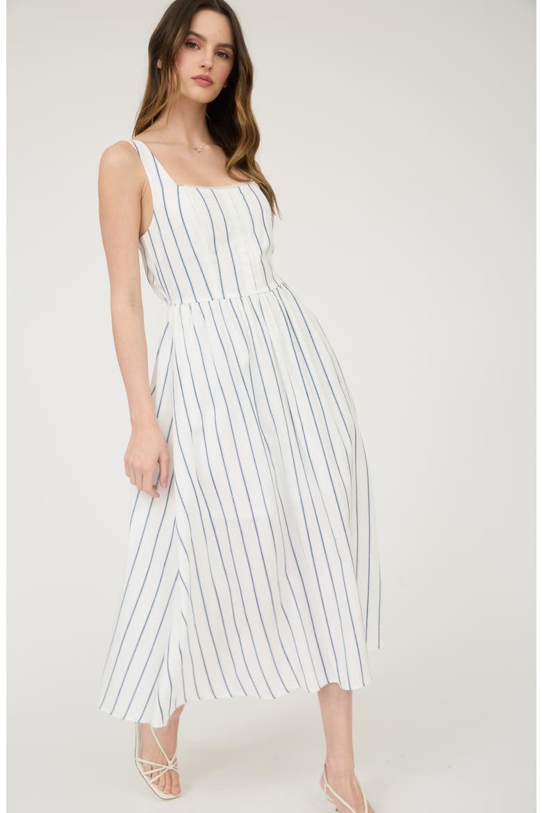 Striped Midi Sundress, Alternate, color, WHITE