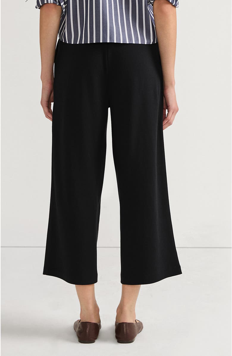 Lands' End Sport Knit Pull On Drawstring Wide Leg Crop Pants, Alternate, color, Black