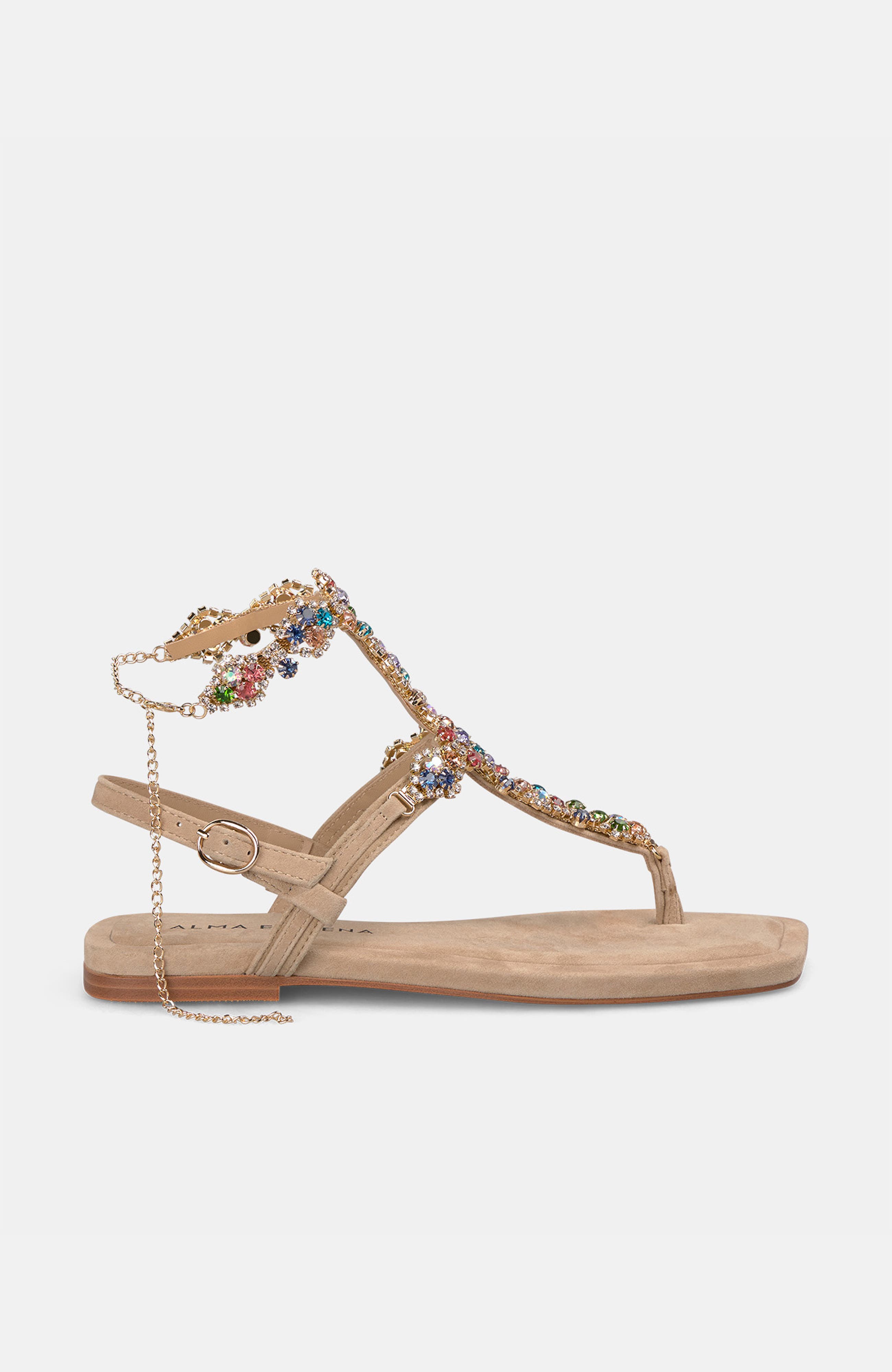 Multicolour Rhinestone Sandal, Main, color, Beige