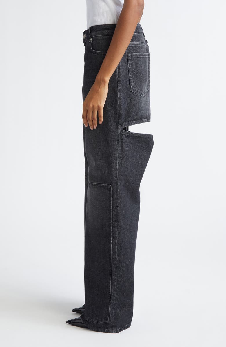 Jean Paul Gaultier Cutout Wide Leg Jeans, Alternate, color, Vintage Black